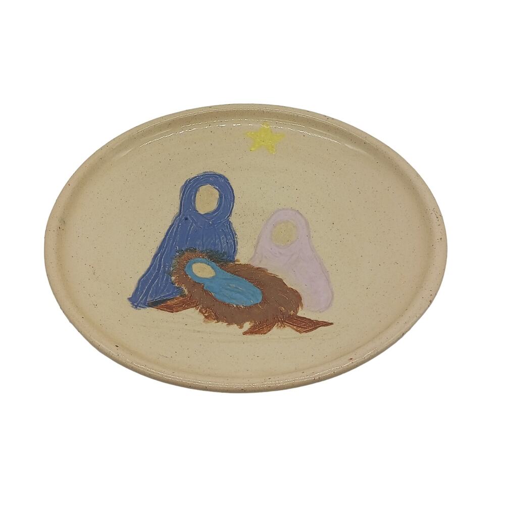 Art Pottery Bowl Christmas Nativity Scene Joesph Mary Jesus Linda Loo Studio